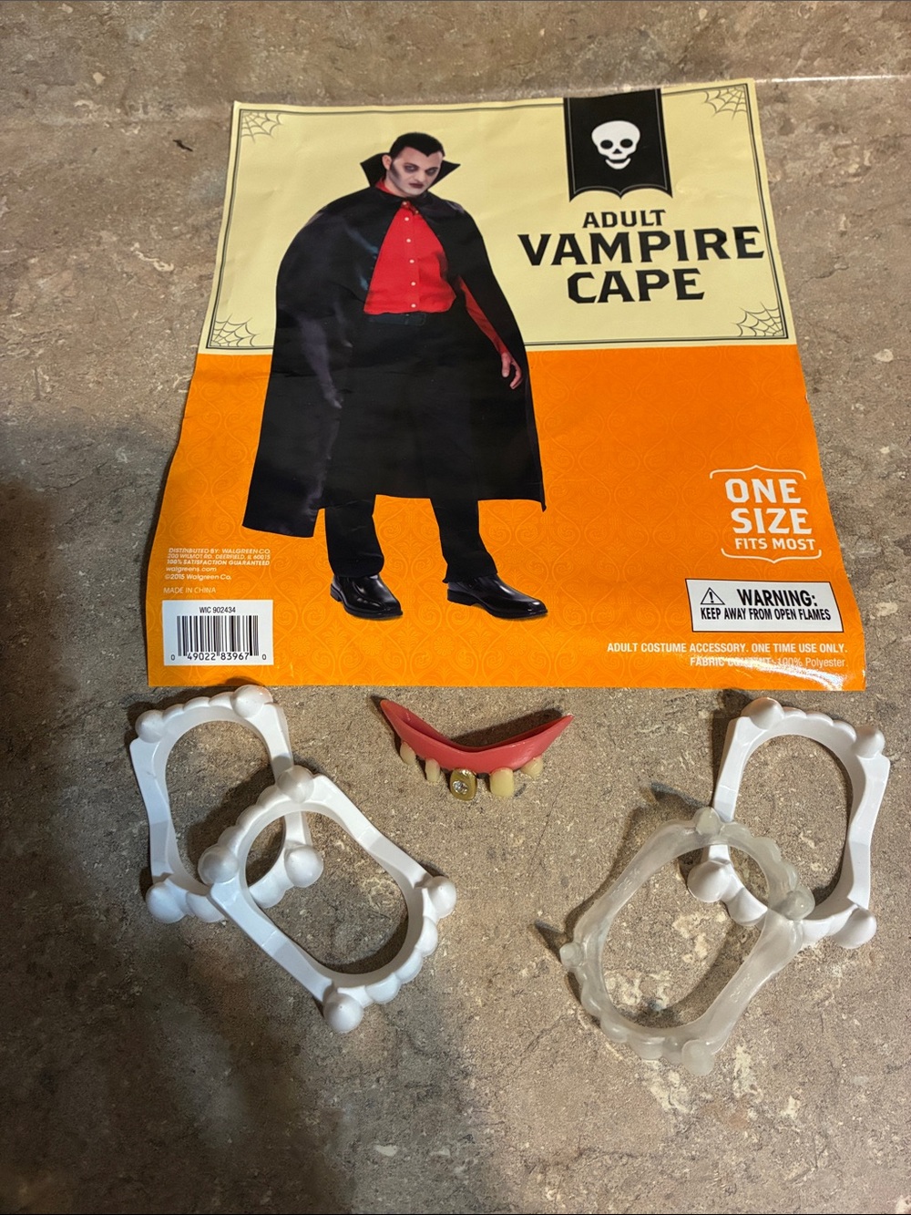 Adult Vampire Cape Costume - Black and Red with Fangs